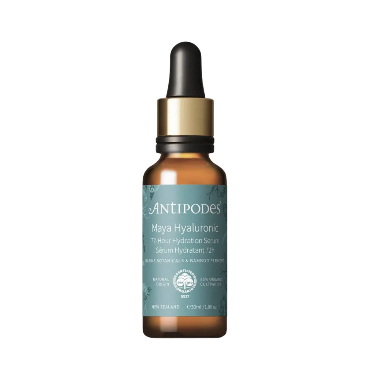 Antipodes Maya Hyaluronic serum bottle on a white background