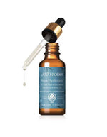 Antipodes Maya Hyaluronic serum bottle with dropper on a white background