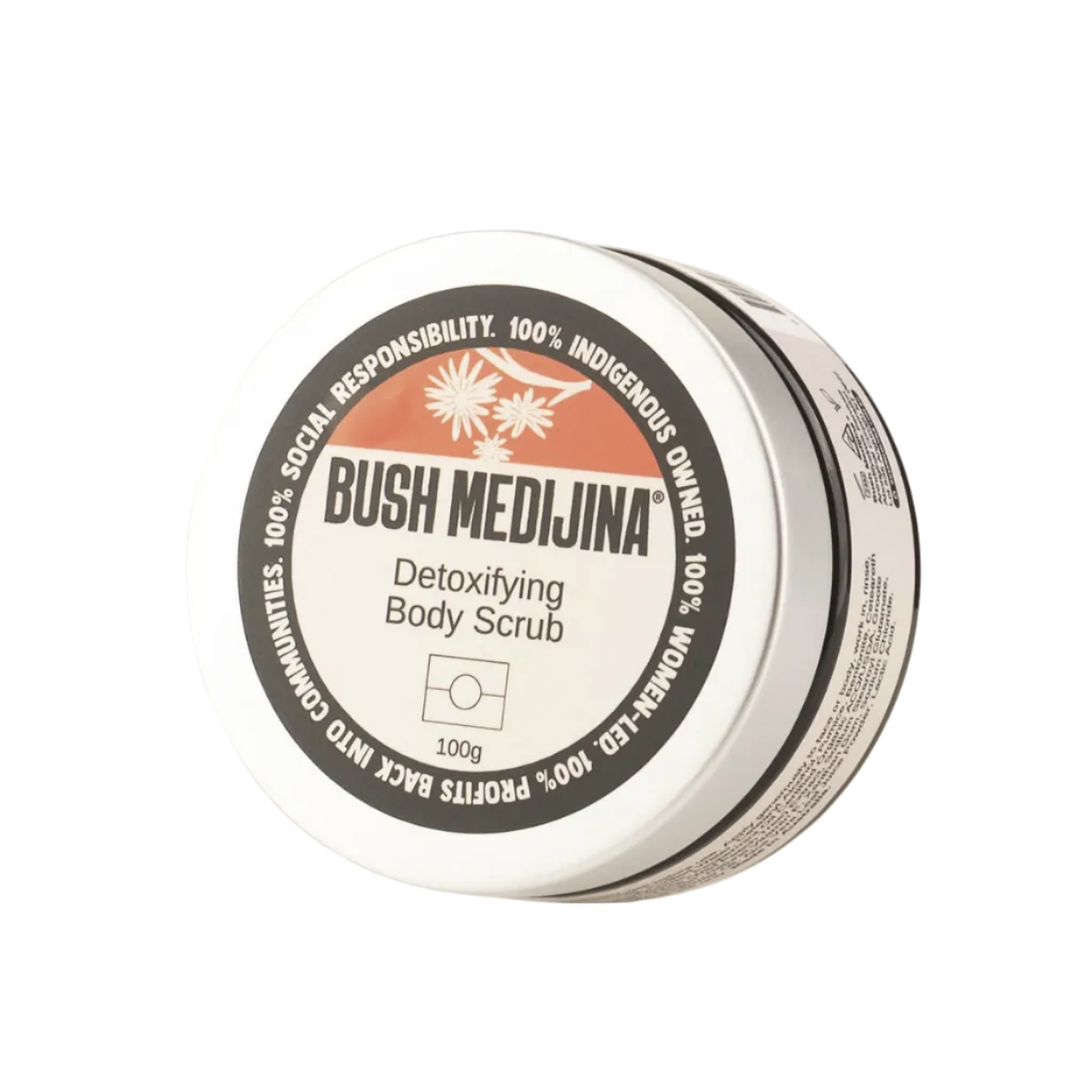 Bush Medijina detoxifying body scrub container on a white background