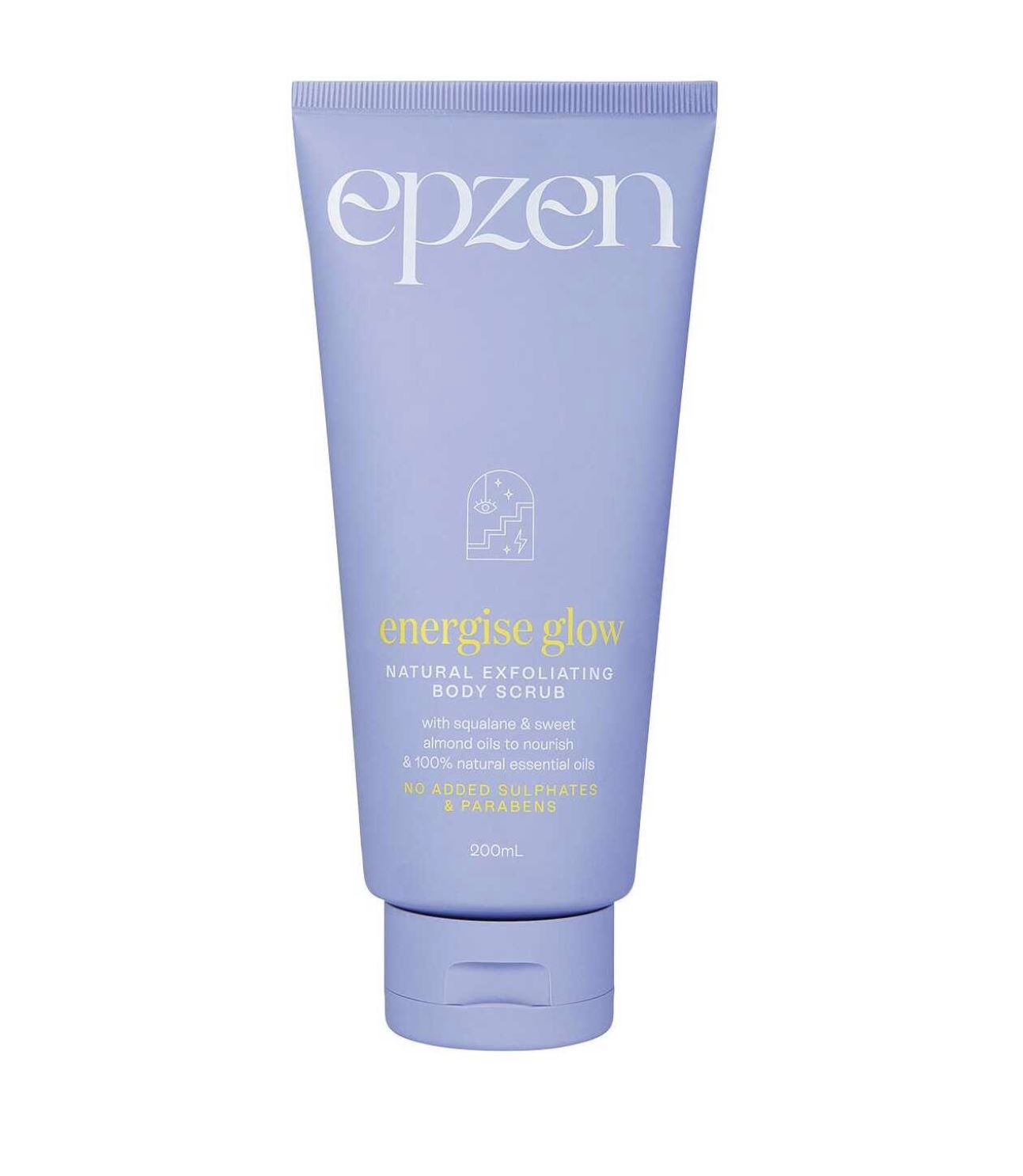 Epzen natural exfoliating body scrub tube on a white background