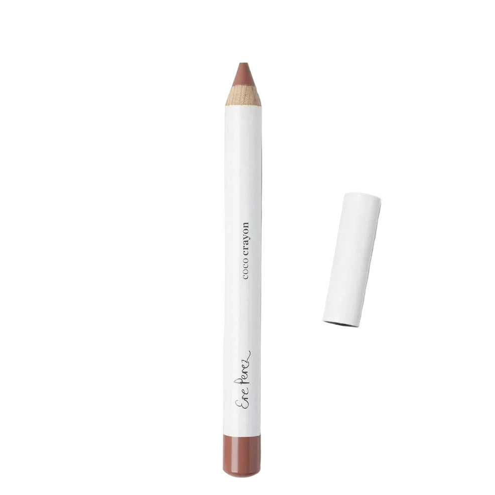 Lip liner pencil, pink beige, with white casing on a white background