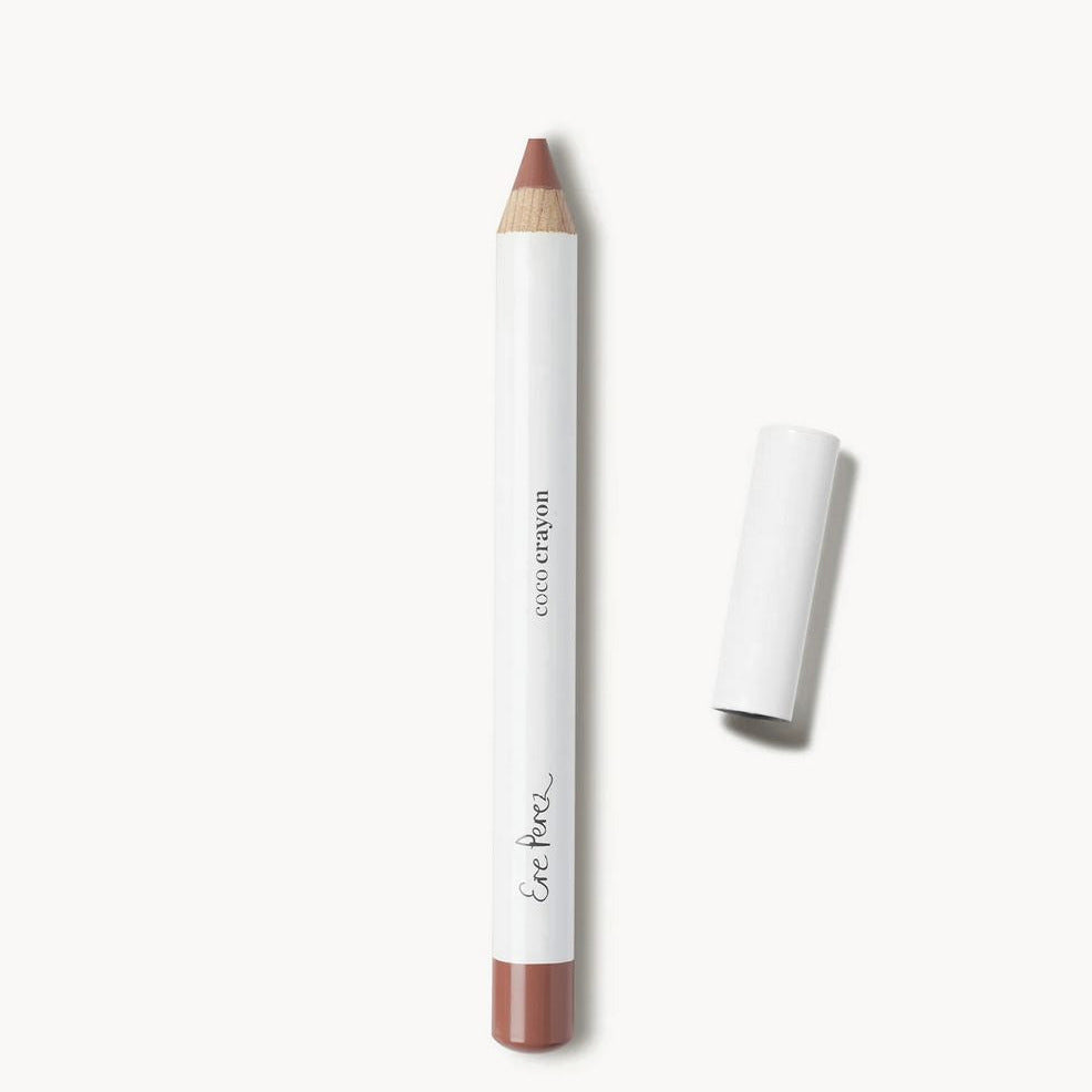 Lip liner pencil, pink beige, with white casing on a white background