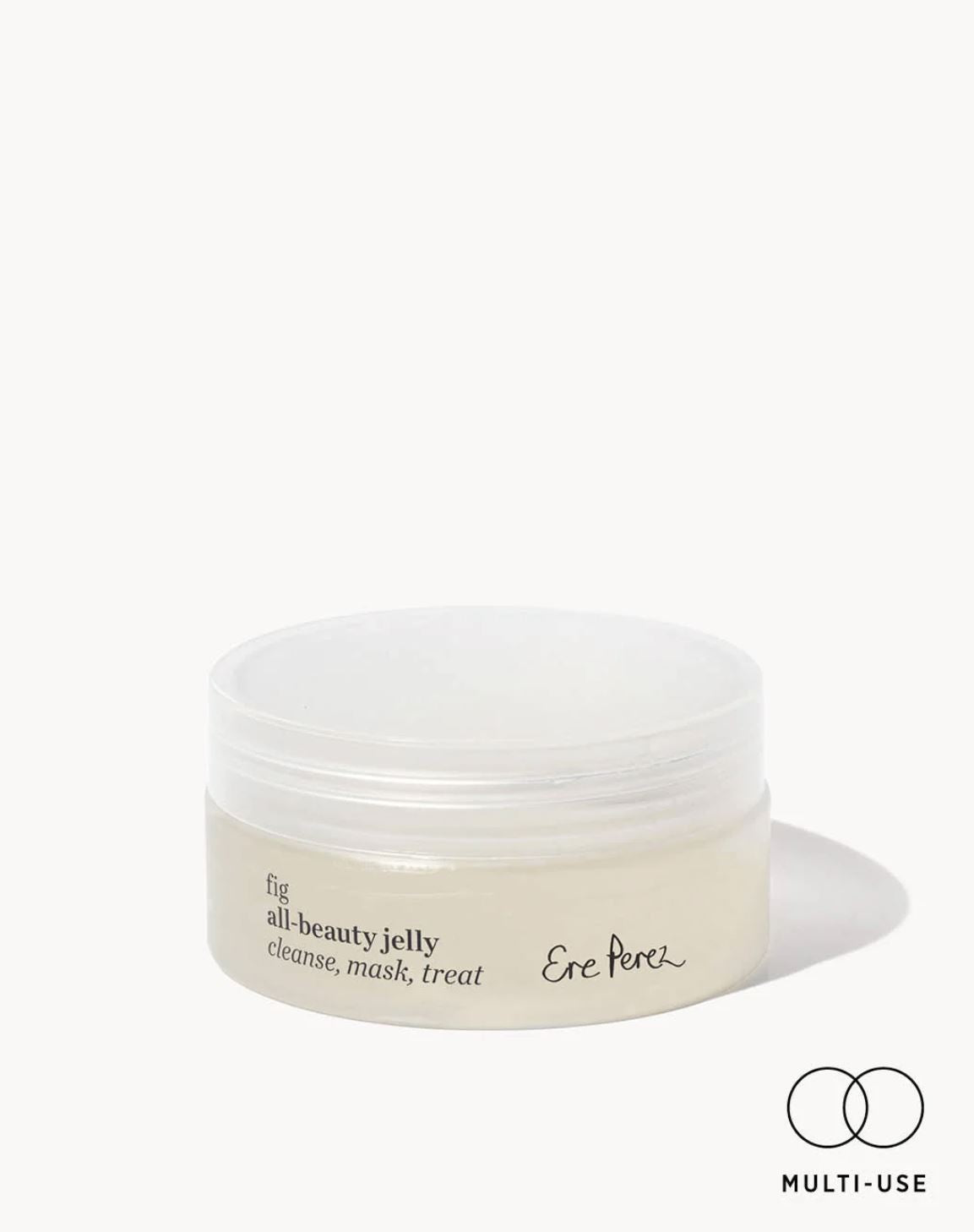 Jar of Ere Perez fig all-beauty jelly on a white background