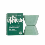 Ethique solid face cleanser with packaging on a white background