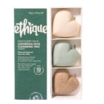 Ethique luxurious face cleansing trio with heart-shaped bars in a box