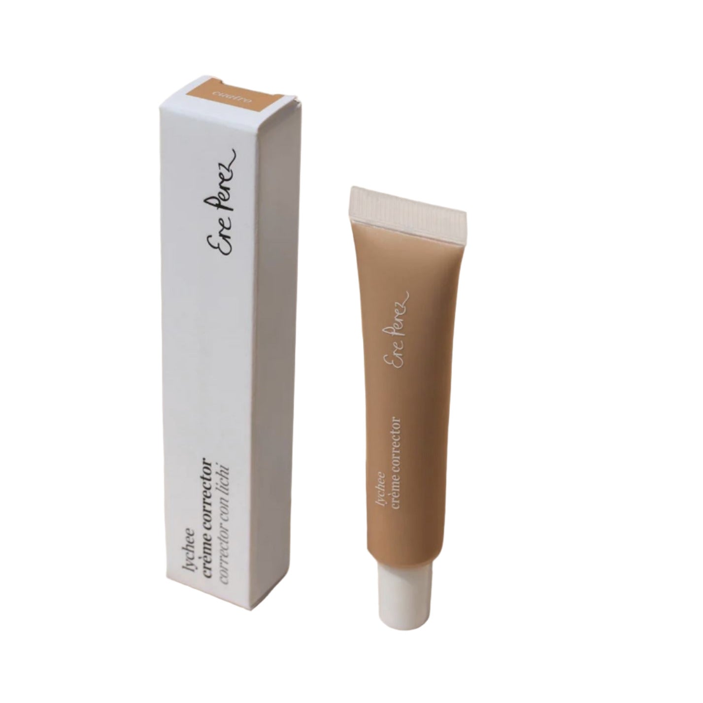 Ere Perez concealer tube and packaging on a beige background