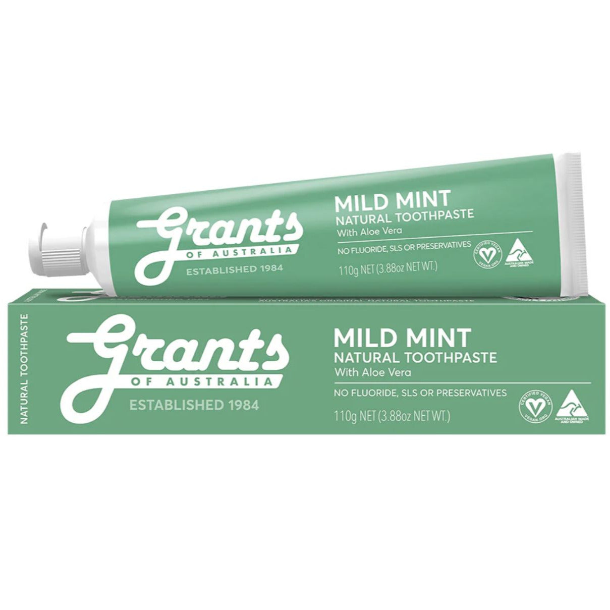 GRANTS Natural Toothpaste Mild Mint - Fluoride Free
