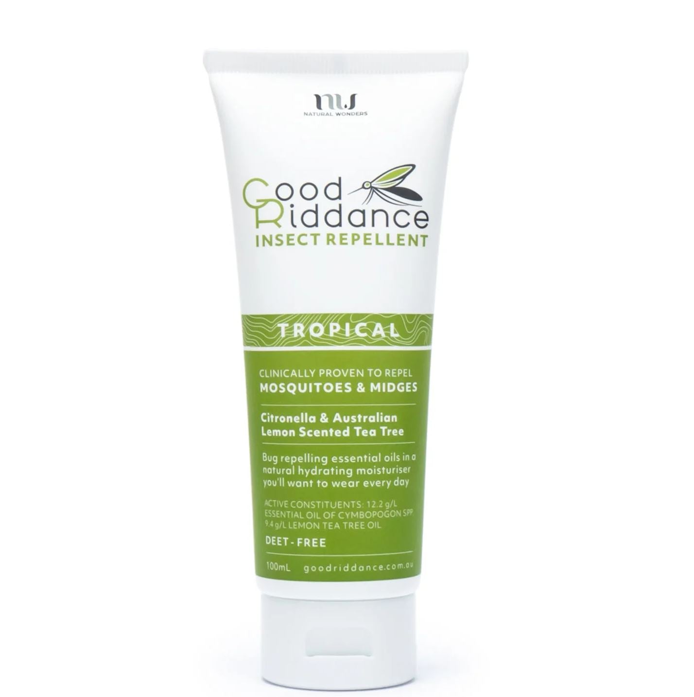 Good Riddance insect repellent tube on a white background