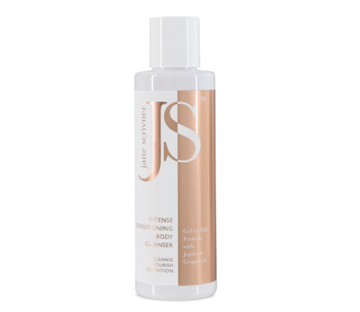 Bottle of Jane Spencer Intense Conditioning Deluxe Body Cleanser on a white background