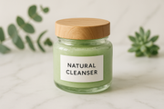 natural cleanser in glass jar green