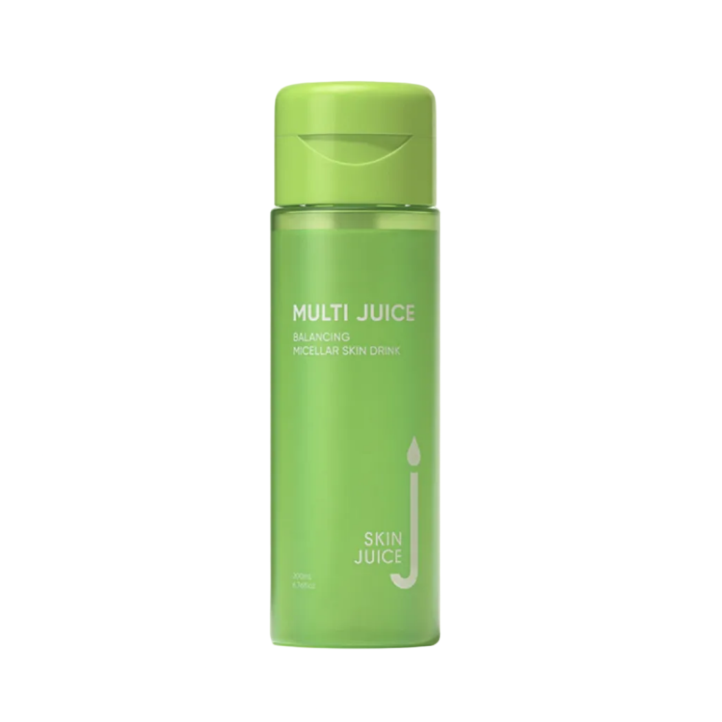 Green bottle labeled 'Multi Juice' on a white background